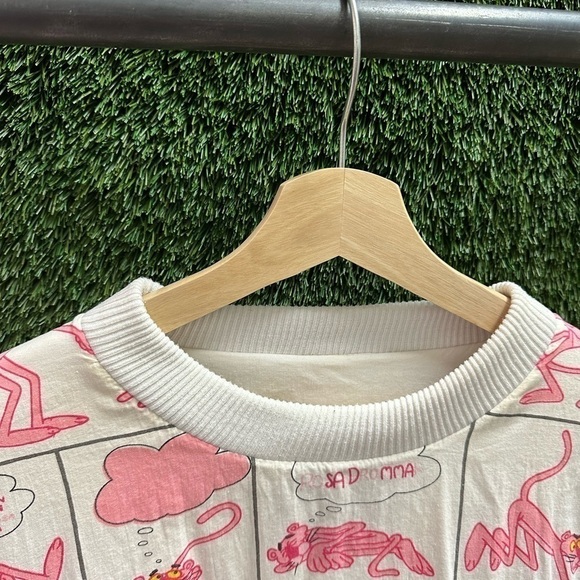 Vintage REVERSIBLE PINK PANTHER Big Print Crewneck Large - Picture 10 of 12